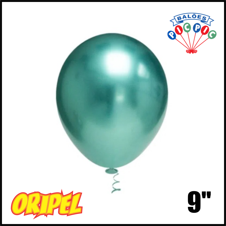 BALÃO PLATINO REDONDO 9''/VERDE PIC PIC 25 UN