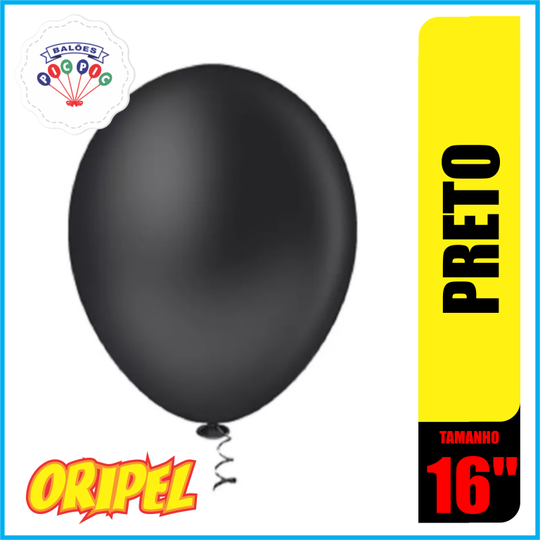 BALAO REDONDO LISO 16'' PRETO PIC PIC 12 UN