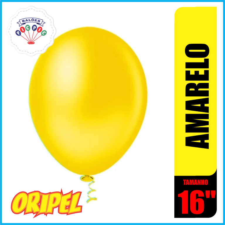BALAO REDONDO LISO 16'' AMARELO PIC PIC 12 UN