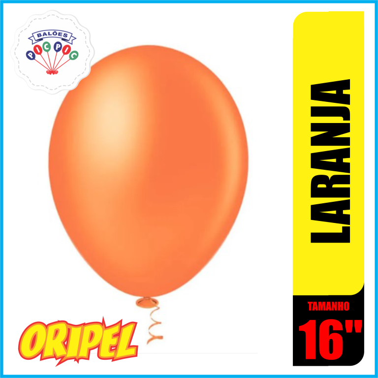BALAO REDONDO LISO 16'' LARANJA PIC PIC 12 UN