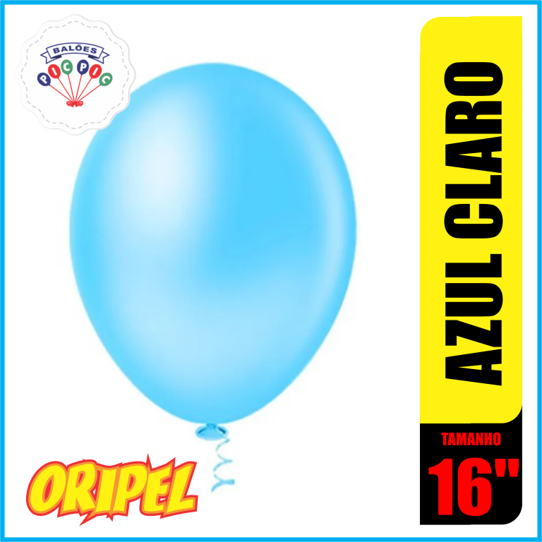 BALAO REDONDO LISO 16'' AZUL CLARO PIC PIC 12 UN