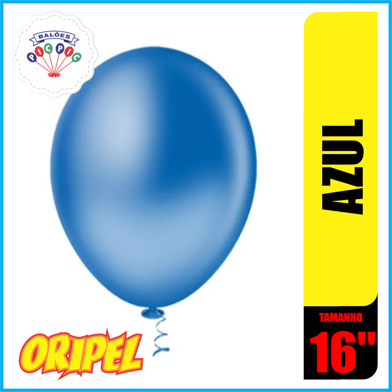 BALAO REDONDO LISO 16'' AZUL PIC PIC 12 UN