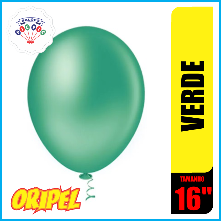 BALAO REDONDO LISO 16'' VERDE PIC PIC 12 UN