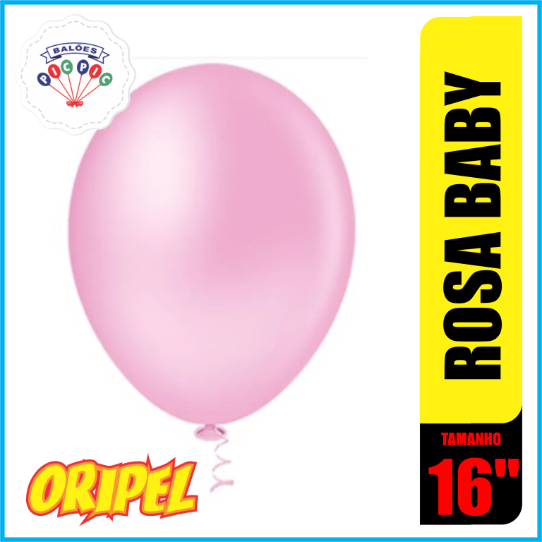 BALAO REDONDO LISO 16'' ROSA BABY PIC PIC 12 UN