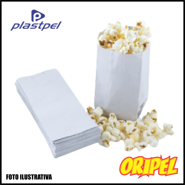 SACO PIPOCA MONOLUCIDO BRANCO Nº 3 PLASTPEL 500 UN
