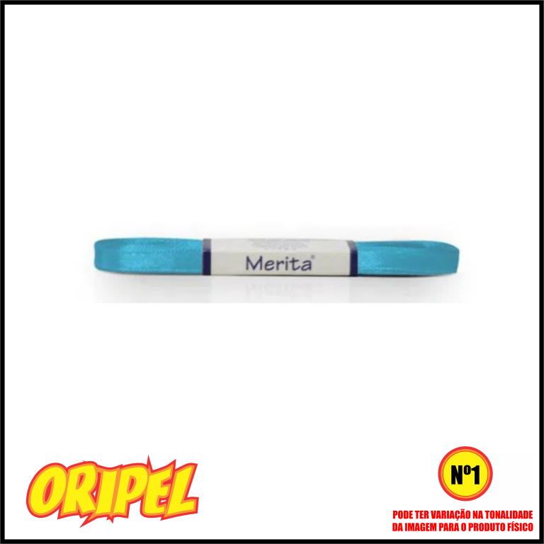FITA CETIM F.SIMPLES 06MM/AZ TURQUESA MERITA 10 MTS