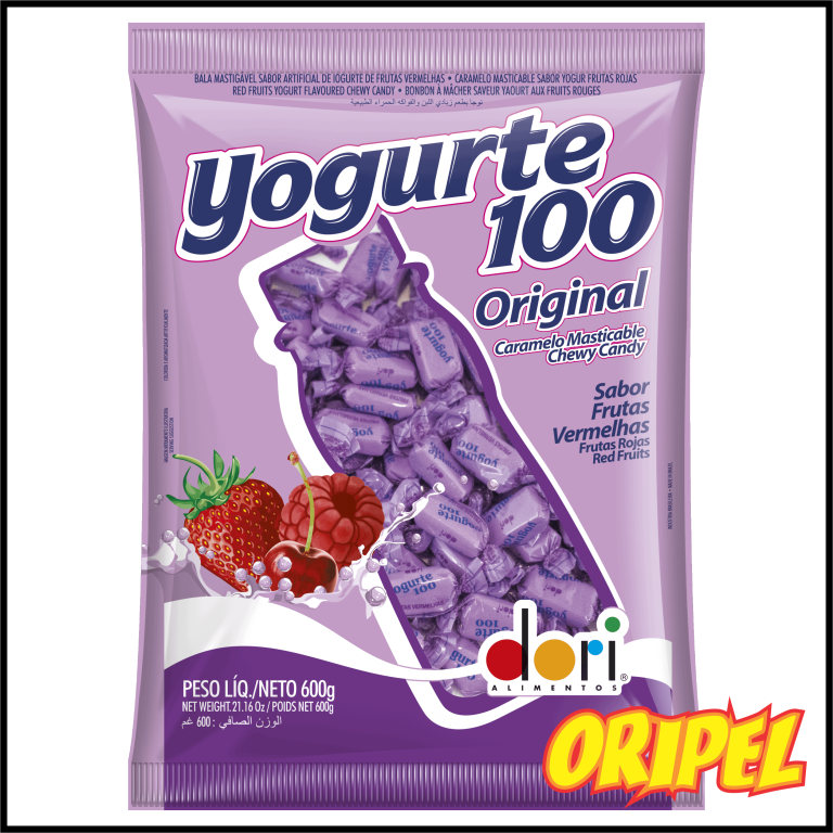 BALA MASTIGAVEL YOGURTE 100 FR.VERMELHAS DORI 120UN/600G