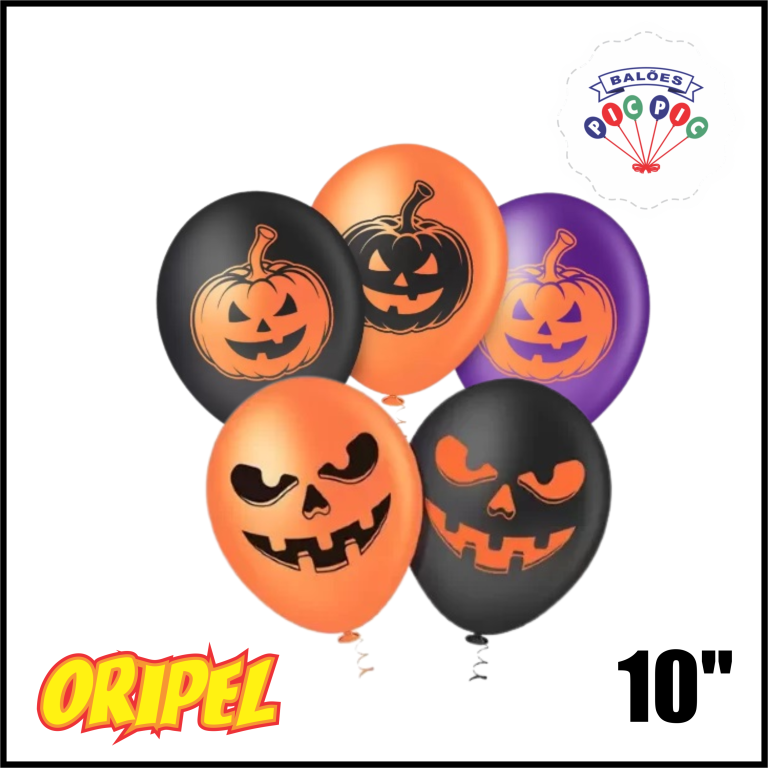 BALÃO REDONDO 10'' HALLOWEEM ABOBORA PIC PIC 25 UN