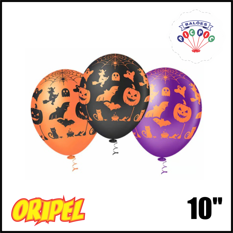 BALÃO REDONDO 10'' HALLOWEEM SORTIDO PIC PIC 25 UN