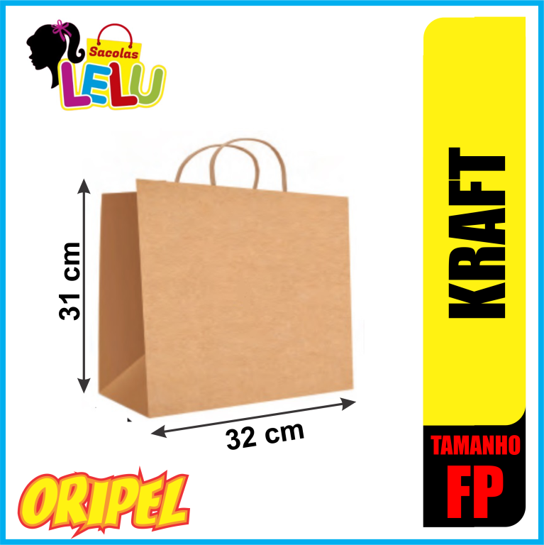 SACOLA PAPEL KRAFT 31X18X32CM LELU SACOLAS 10 UN
