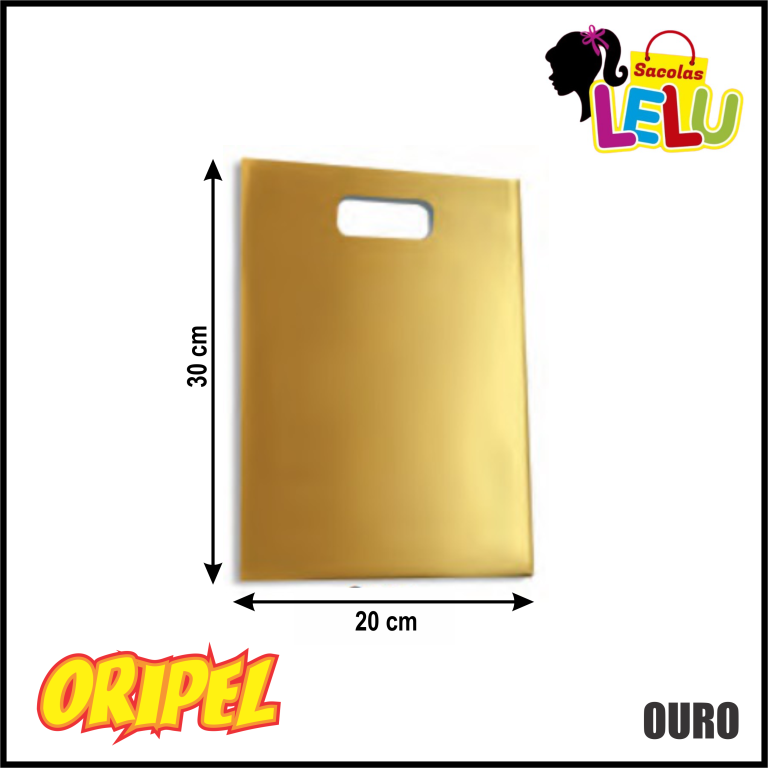 SACOLA BOCA DE PALHAÇO 20X30 OURO REC. LELU SACOLAS 50 UN