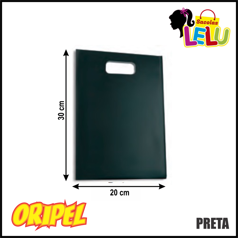 SACOLA BOCA DE PALHAÇO 20X30 PRETA REC. LELU SACOLAS 50 UN