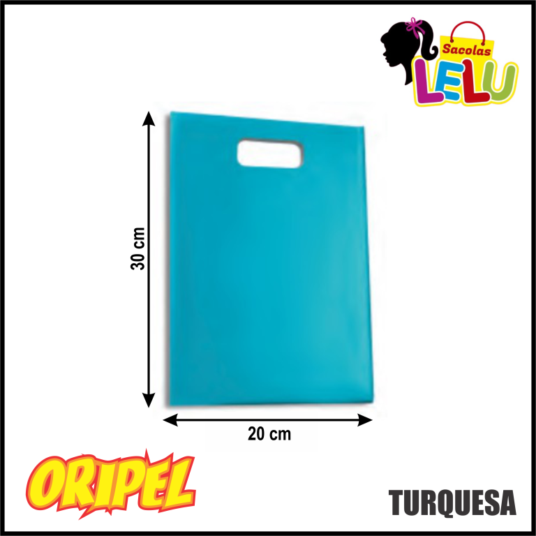 SACOLA BOCA DE PALHAÇO 20X30 TURQUESA REC. LELU SACOLAS 50 UN