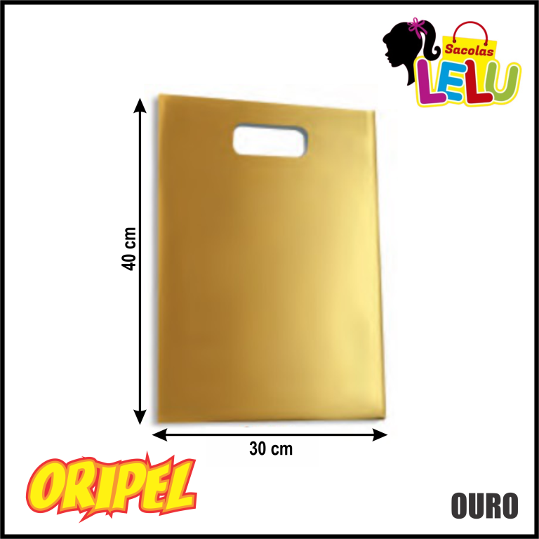 SACOLA BOCA DE PALHAÇO 30X40 OURO REC. LELU SACOLAS 50 UN