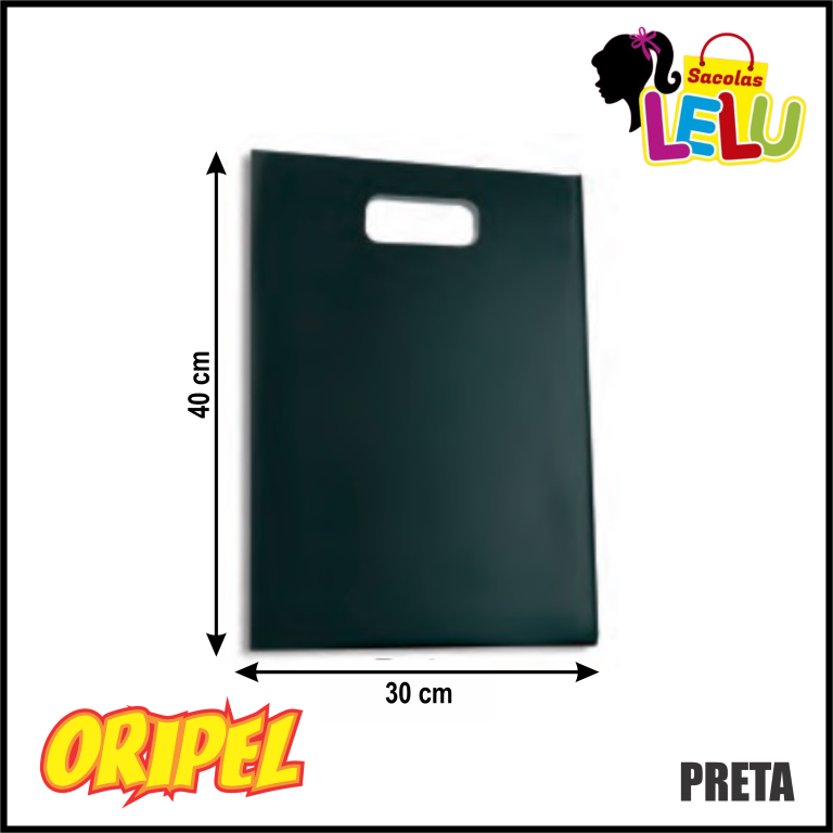 SACOLA BOCA DE PALHAÇO 30X40 PRETA REC. LELU SACOLAS 50 UN