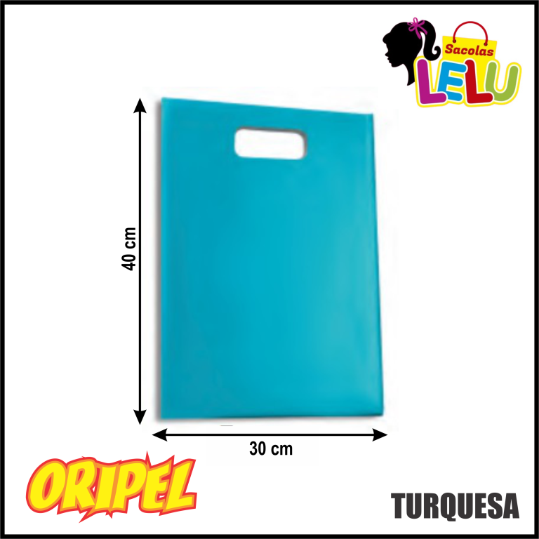 SACOLA BOCA DE PALHAÇO 30X40 TURQUESA REC. LELU SACOLAS 50 UN