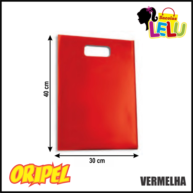 SACOLA BOCA DE PALHAÇO 30X40 VERMELHA REC. LELU SACOLAS 50 UN