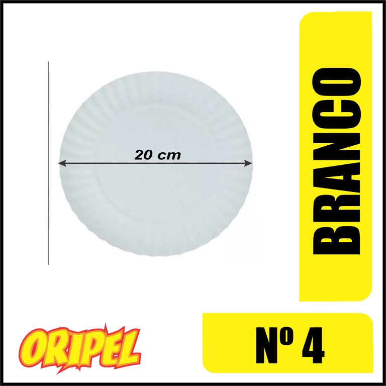 PRATO PAPELAO BRANCO Nº 4/20CM PLASTPEL 100 UN