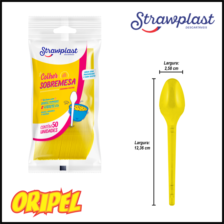COLHER SOBREMESA/AMARELO STRAWPLAST 50 UN