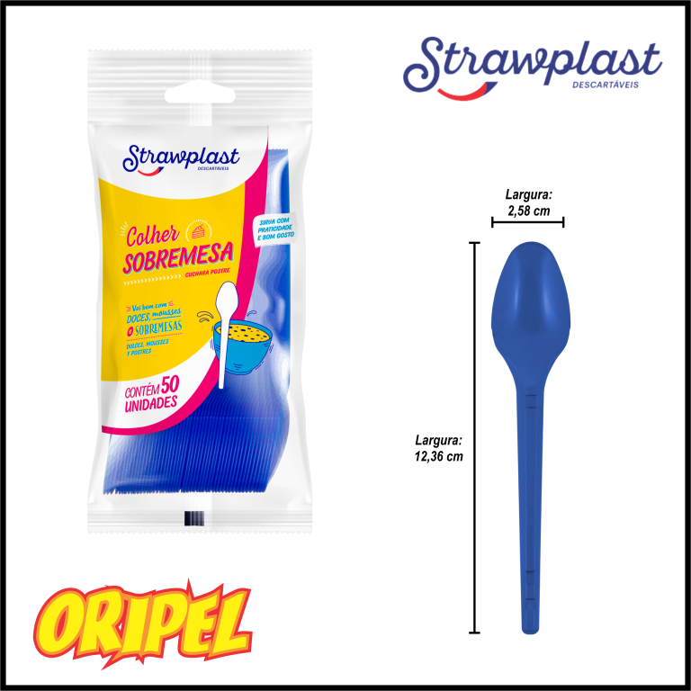 COLHER SOBREMESA/AZUL ROYAL STRAWPLAST 50 UN