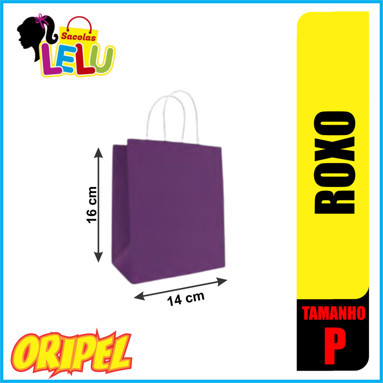 SACOLA PAPEL ROXO 14X8X16CM LELU SACOLAS 10 UN