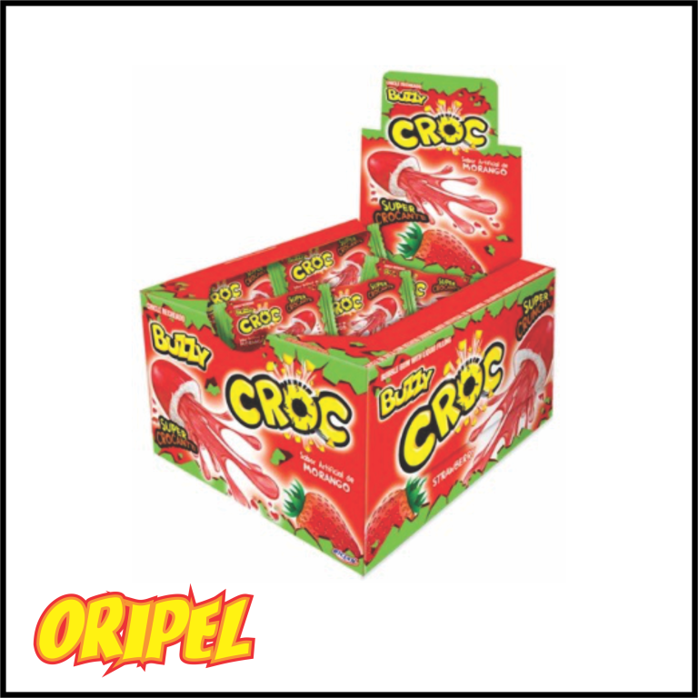 CHICLE CROC RECHEADO MORANGO RICLAN 40UN/172G