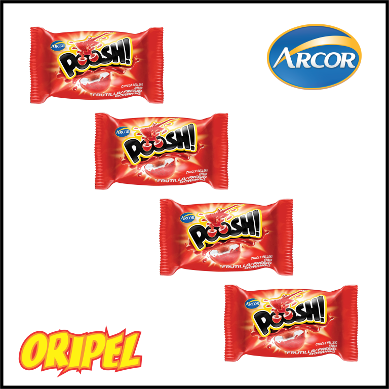 CHICLE POOSH MORANGO ARCOR 40UN/200G