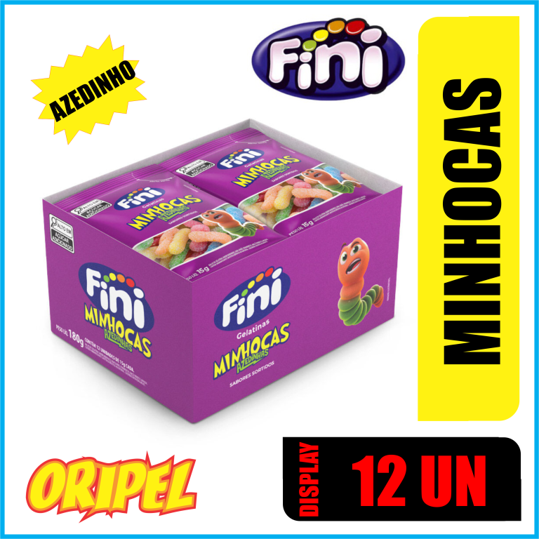 BALA GELATINA MINHOCAS CITRICAS 12X15G FINI