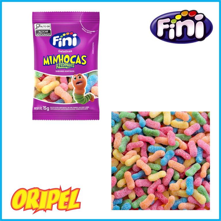 BALA GELATINA MINHOCAS CITRICAS 12X15G FINI