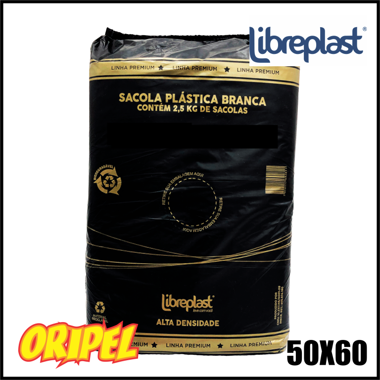 SACOLA PREMIUM 50X60X5,0 BC/FD LIBREPLAST 2,5KG / ±190 UN