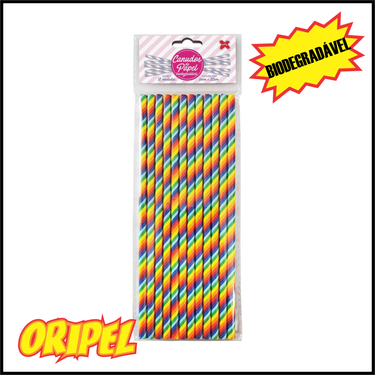 CANUDO PAPEL BIOD LISTRA ARCO IRIS 6X200MM MAKE+ 12 UN
