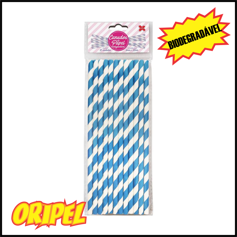 CANUDO PAPEL BIOD LISTRA AZUL CLARO 6X200MM MAKE+ 12 UN