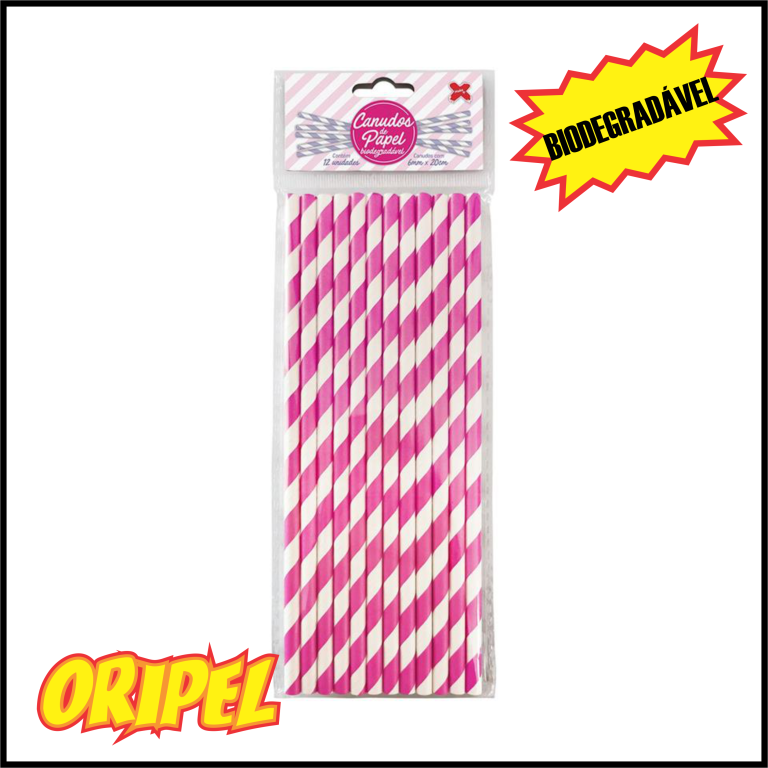 CANUDO PAPEL BIOD LISTRA ROSA CLARO 6X200MM MAKE+ 12 UN