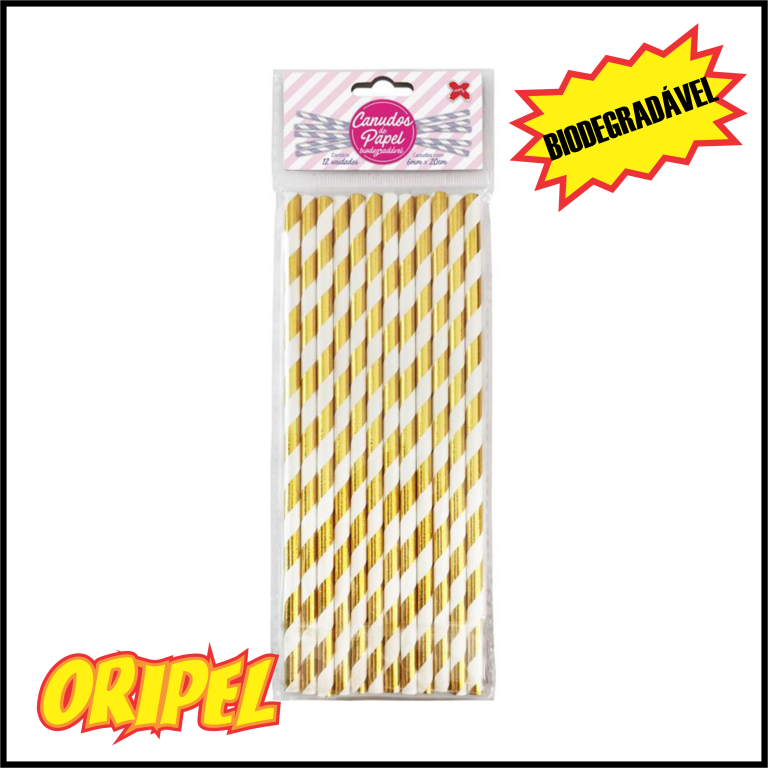 CANUDO PAPEL BIOD LISTRA DOURADO 6X200MM MAKE+ 12 UN
