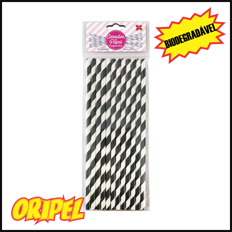 CANUDO PAPEL BIOD LISTRA PRETO 6X200MM MAKE+ 12 UN