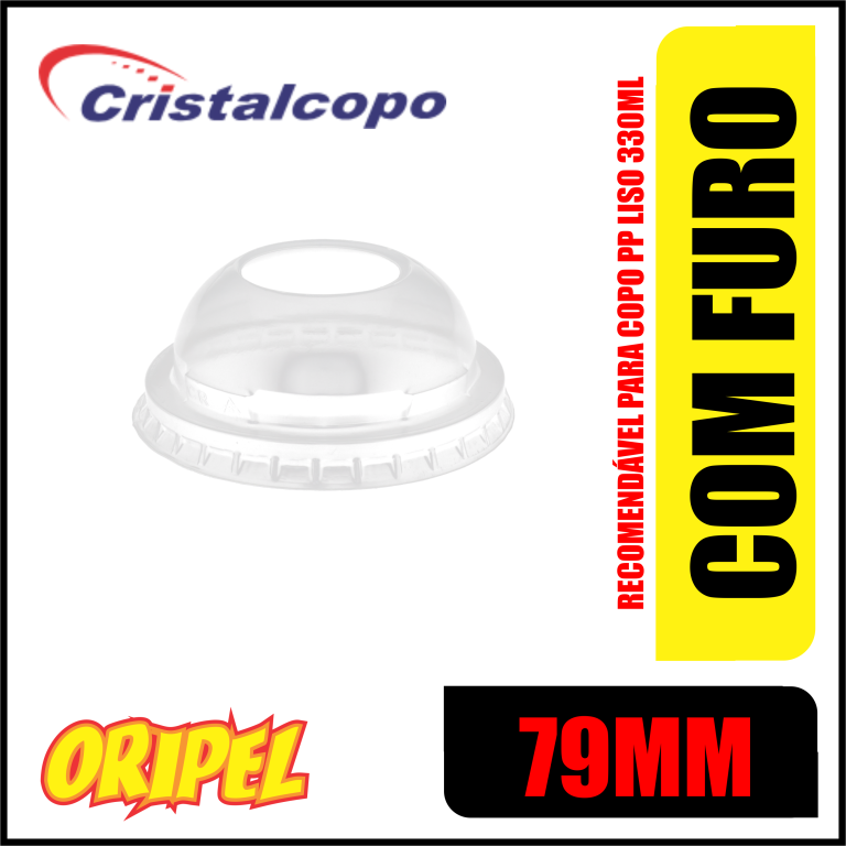 TAMPA BOLHA PP C/FURO 330ML/79MM CRISTALCOPO 50 UN