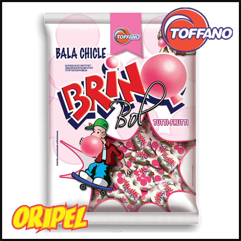 BALA RECHEADA CHICLE BRINQ BOL TOFFANO 100UN/500G