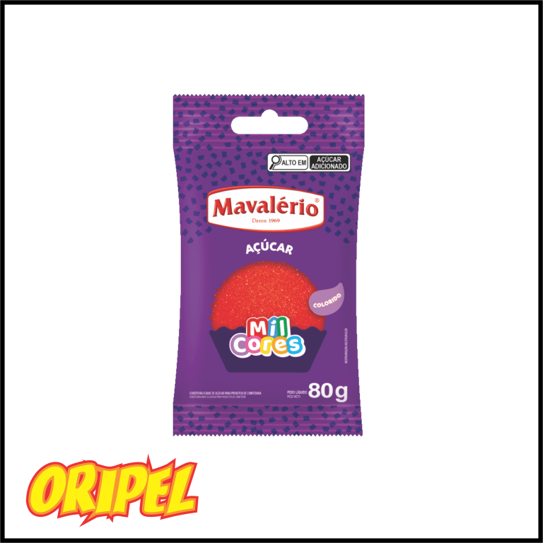AÇUCAR COLORIDO VERMELHO MIL CORES MAVALERIO 80G