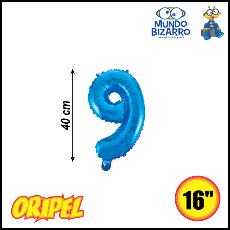 BALÃO METALIZADO 40CM/16'' AZUL/9 MUNDO BIZARRO