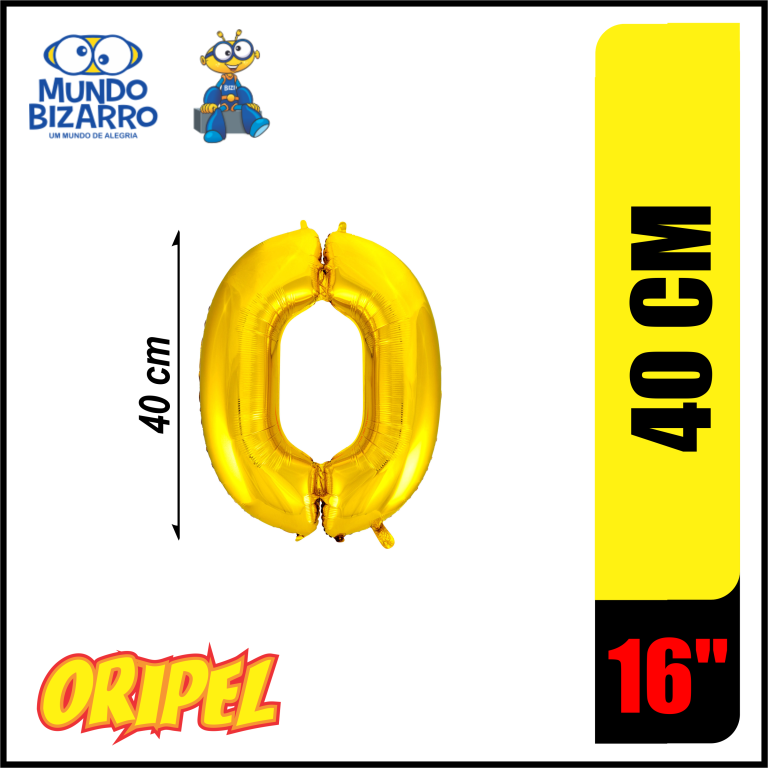 BALÃO METALIZADO 40CM/16'' OURO/0 MUNDO BIZARRO