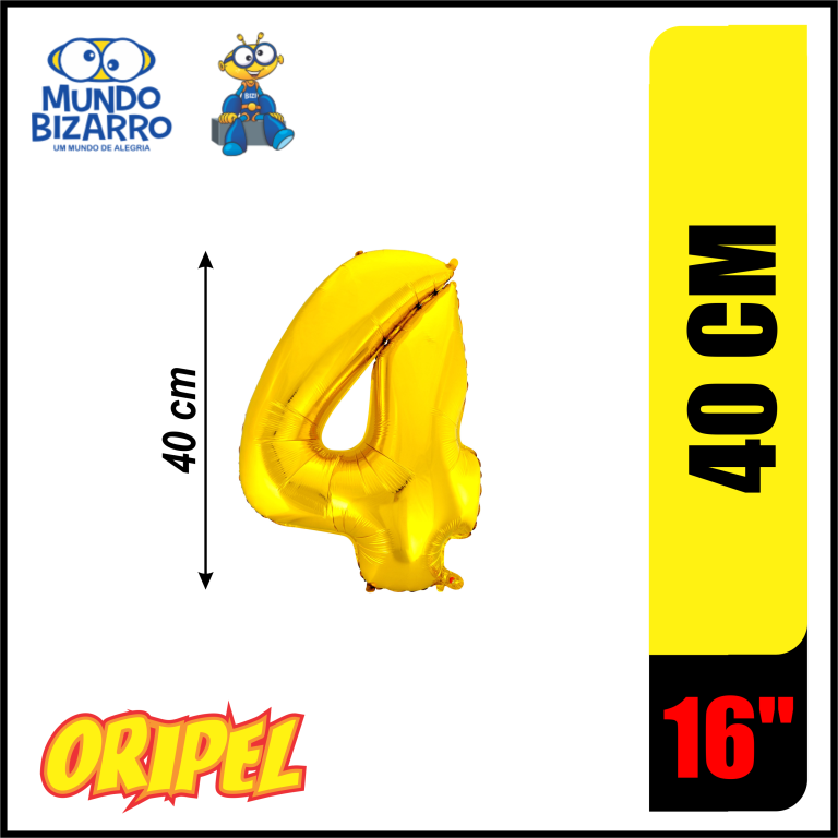 BALÃO METALIZADO 40CM/16'' OURO/4 MUNDO BIZARRO
