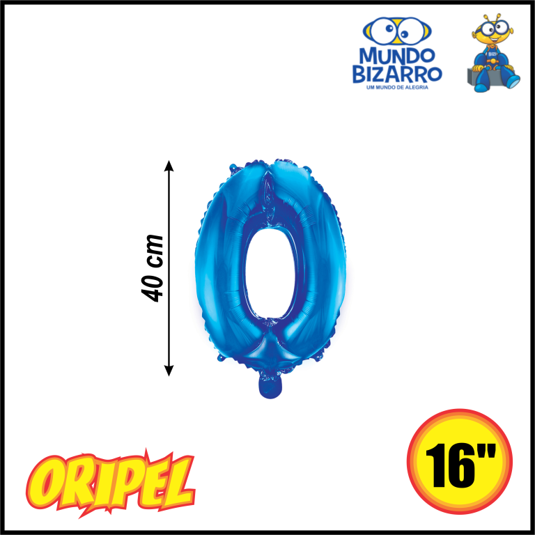 BALÃO METALIZADO 40CM/16'' AZUL/0 MUNDO BIZARRO