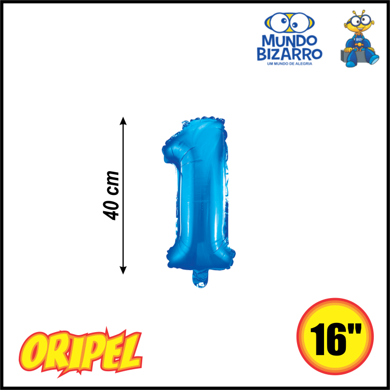 BALÃO METALIZADO 40CM/16'' AZUL/1 HYPPER IMPORTS