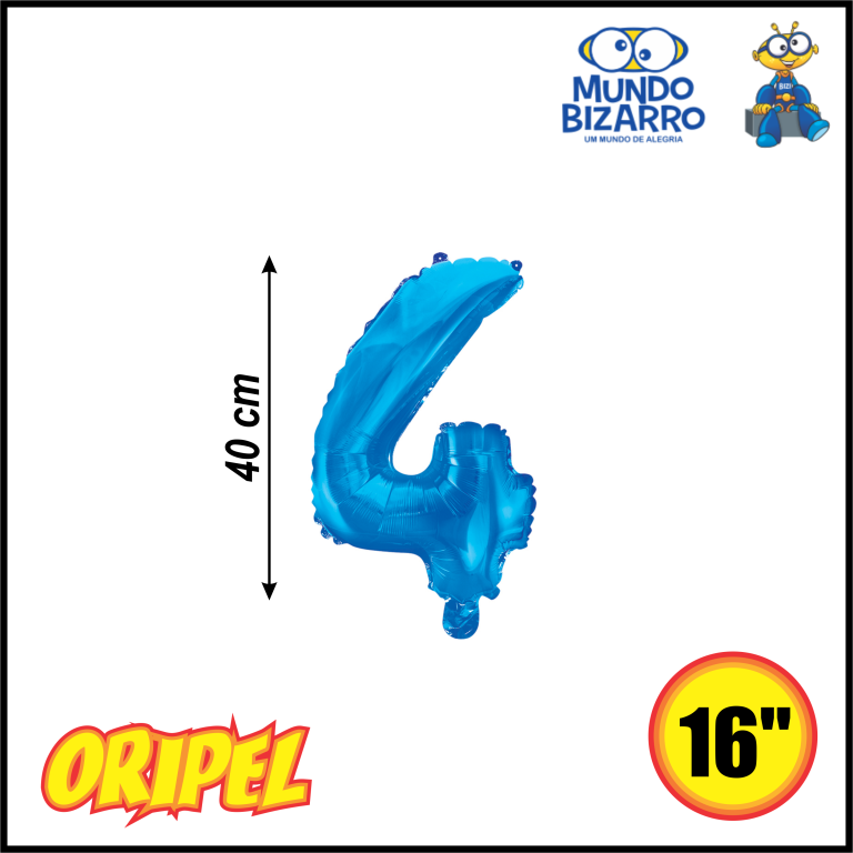 BALÃO METALIZADO 40CM/16'' AZUL/4 MUNDO BIZARRO