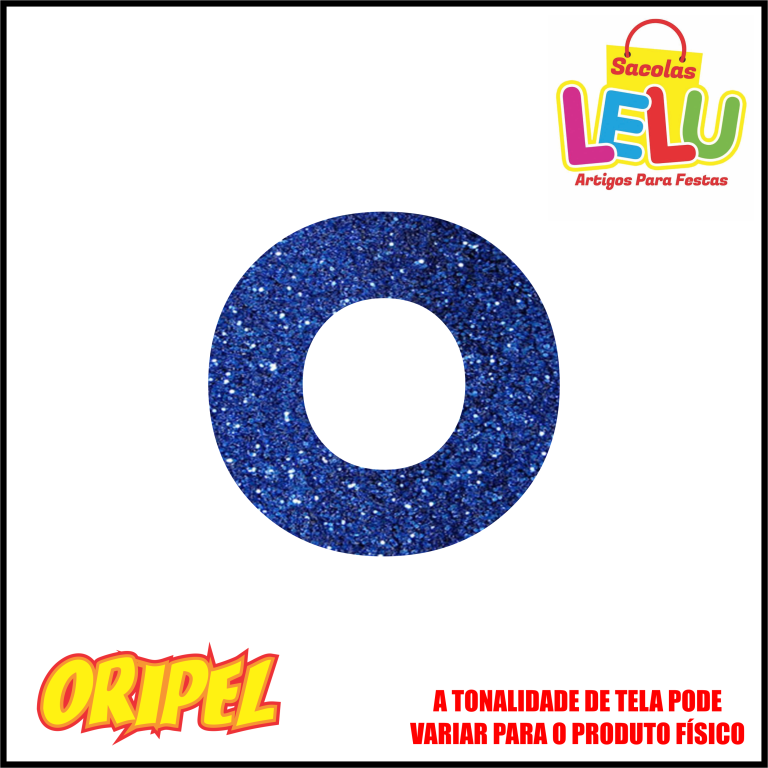 LETRA EVA GLITER AZUL ESCURO/O 11,5CM LELU SACOLAS