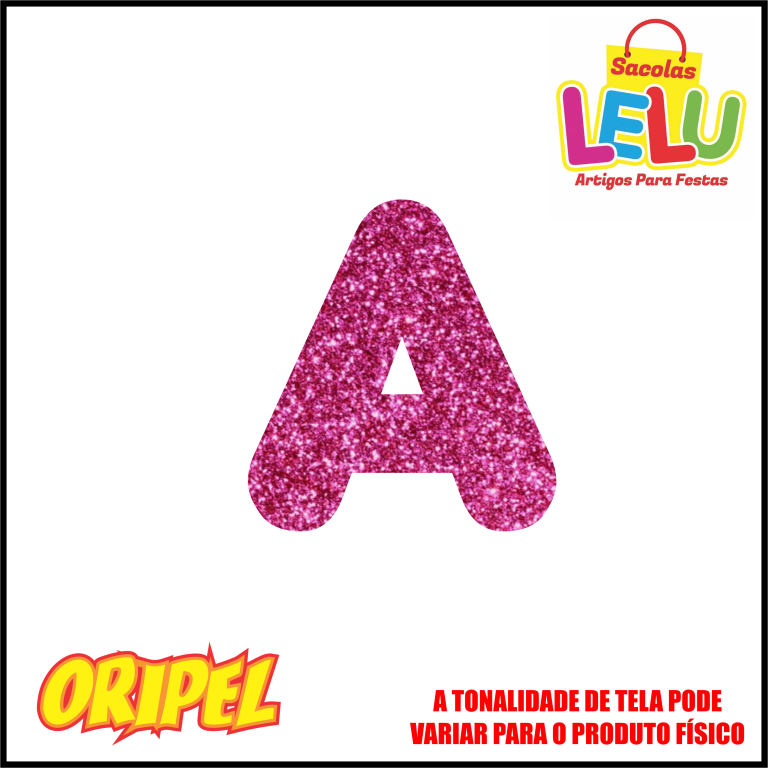 LETRA EVA GLITER ROSA PINK/A 11,5CM LELU SACOLAS