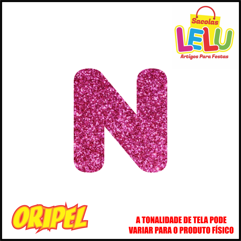 LETRA EVA GLITER ROSA PINK/N 11,5CM LELU SACOLAS