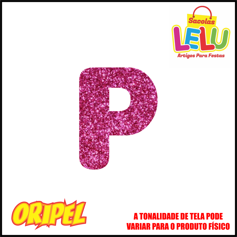 LETRA EVA GLITER ROSA PINK/P 11,5CM LELU SACOLAS