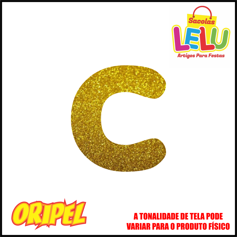 LETRA EVA GLITER DOURADA/C 11,5CM LELU SACOLAS