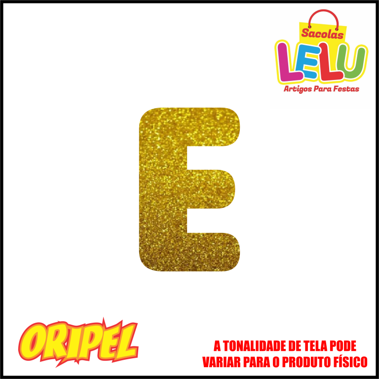 LETRA EVA GLITER DOURADA/E 11,5CM LELU SACOLAS
